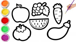 Bolalar uchun oziq-ovqat chizish/Drawing fruits and veggies for kids/Рисование  фруктов и овощей
