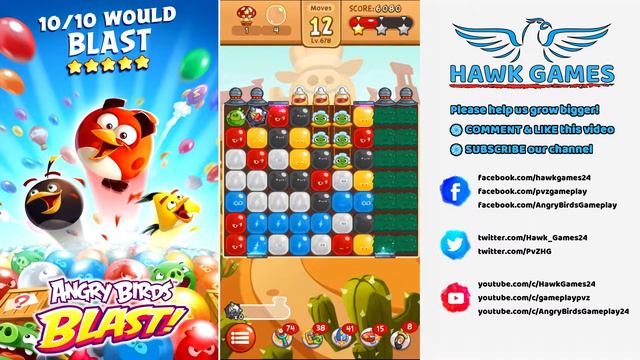 Angry Birds Blast Level 678 - 3 Stars Walkthrough, No Boosters смотреть онлайн