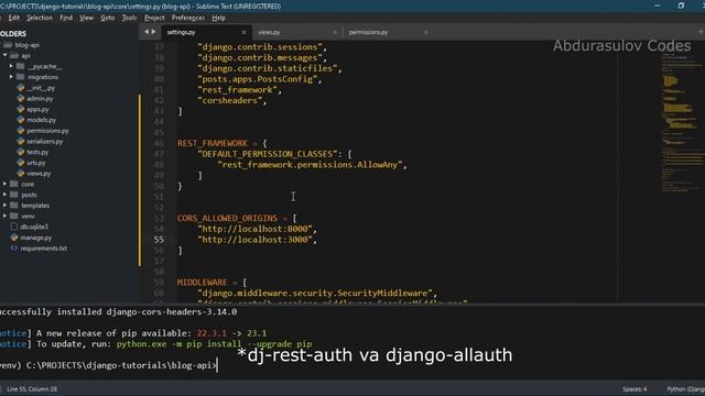 05 -  Authentikatsiya va  Permissionlar haqida | Django Rest Framework Kursi - Abdurasulov Codes