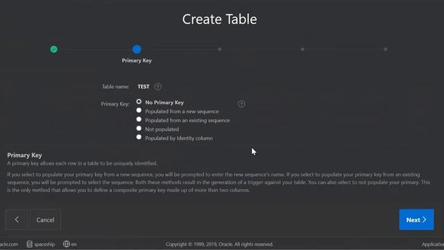 Oracle Apex 19.1 - Create a table using the wizard смотреть онлайн