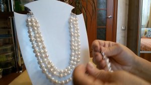 Колье из жемчуга, переделка старых бус из жемчуга, до и после