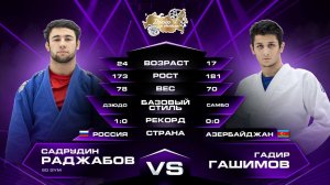 Садрудин Раджабов (дзюдо) VS Гашимов Гадир (самбо) 
Лига Дзюдо со Звездами. Сезон 3.