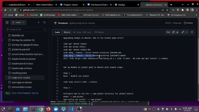 How to install and update node js version on Ubuntu. or How to set up node js in global path.