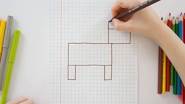 Как нарисовать СОБАЧКУ по клеточкам? Простой рисунок-раскраска.