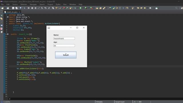 How to Create GUI using java and insert data into Database of MSAccess with Source Code