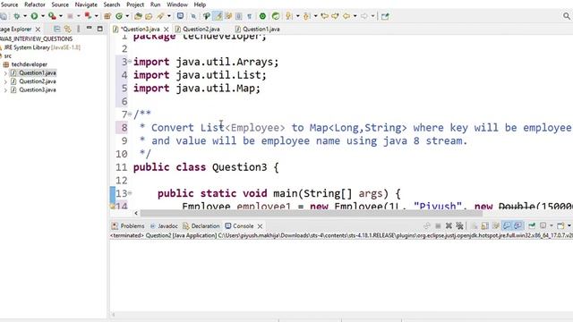 Java: Convert List of Employees to Map of Long, String | Employee ID as Key, Name as Value