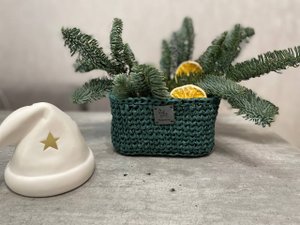 Квадратная корзина крючком из рафии