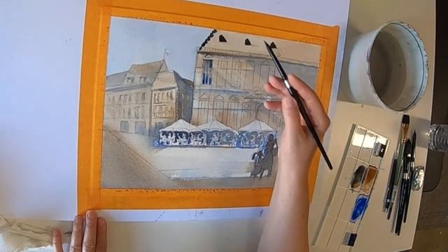 Акварельный городской мотив. смотреть онлайн