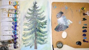 Рисуем настоящею, объёмную Ёлку маслом легко и просто