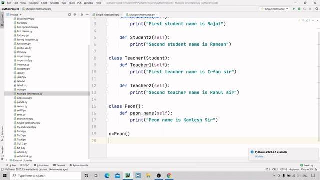 #37 Multiple Inheritance in Python | Python Tutorial For Absolute Beginners In Hindi