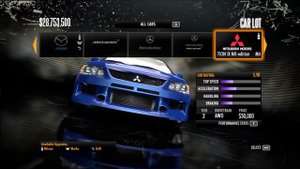 NFS Shift Car List