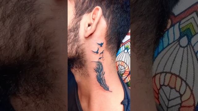 Nack Tattoo Idea's | Men neck tattoo feathers and bird's | Bird's nack tattoo