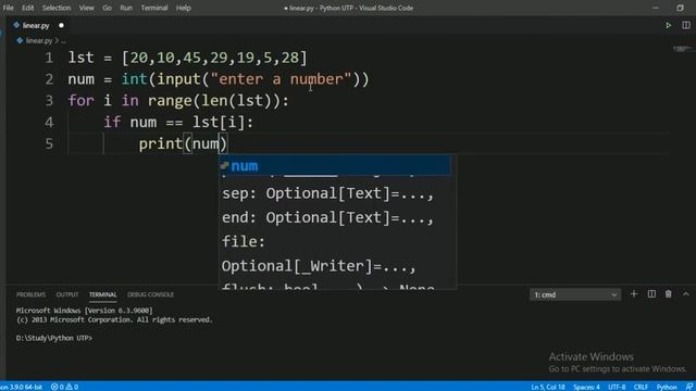 Python Program Of Linear Search In Hindi | Python Programs For Beginners