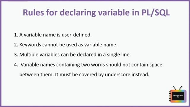 Variables and Contants in PL/SQL | With Practical Implementation | TechnonTechTV