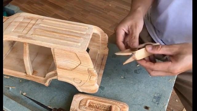 Резьба по дереву Искусство деревообработки, Wooden Car, Wood Carving,woodworking, Wood Car