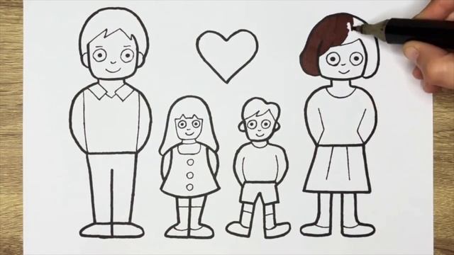 Family Drawing, Painting, Coloring Pages | Let’s Draw Together смотреть онлайн