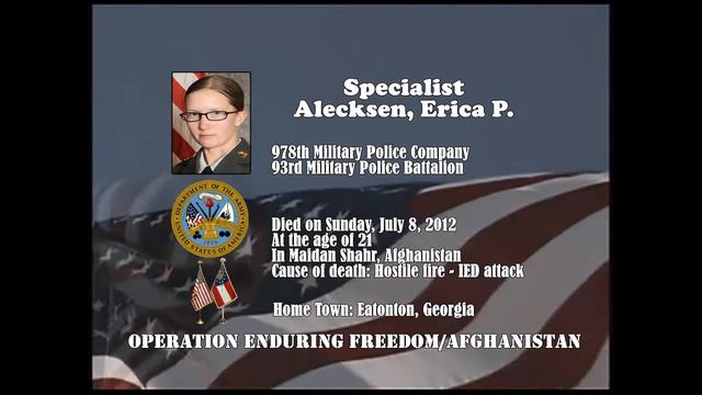 U.S. Army Memorial Tribute - Afghanistan War - U.S. Army Specialist Alecksen, Erica P. - Georgia