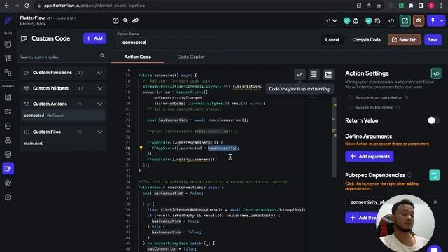 Flutterflow check internet connection