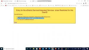Entry for the eDistrict ServiceIntegrated Services  isare Restricted for this UserID || Print Only