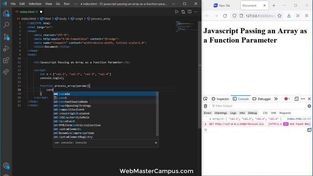 JavaScript Passing an Array as a Function Parameter