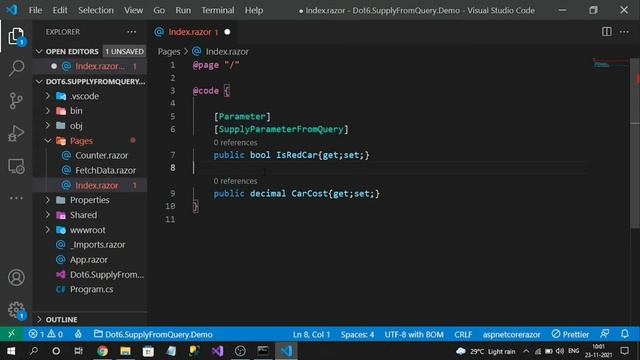 SupplyParameterFromQuery Attribute To Read Query Parameters In Blazor Application[.NET6 Feature]