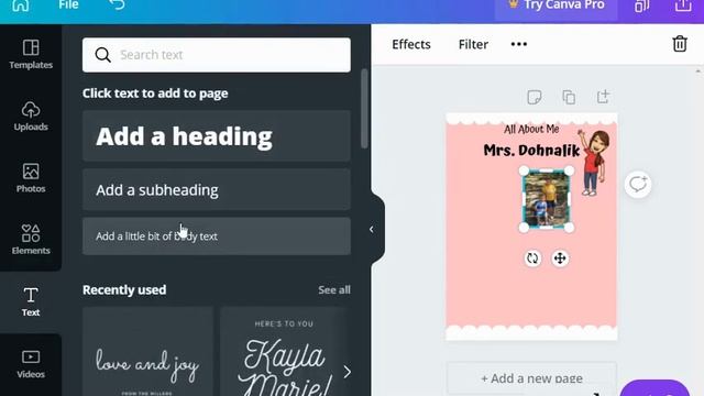 Canva All About Me Howto