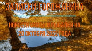 Охота. Рыбалка. Новости на 20 октября 2022 года