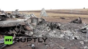 Ukraine- Clean-up of shot down military jet begins