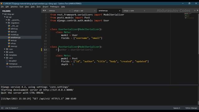 04 - Generic Api Viewlar haqida | Django Rest Framework Kursi - Abdurasulov Codes