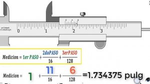 Lectura del VERNIER de precisión 1/128 pulgadas