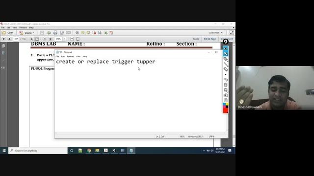 DBMS LAB 10.1 : Triggers in PL/ SQL [Part - I] | Dinesh Bhawnani | BIT DURG | CSVTU