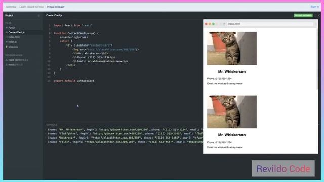 Props in React | React JS  Course for Beginners | React JS Tutorial | #revildo_code