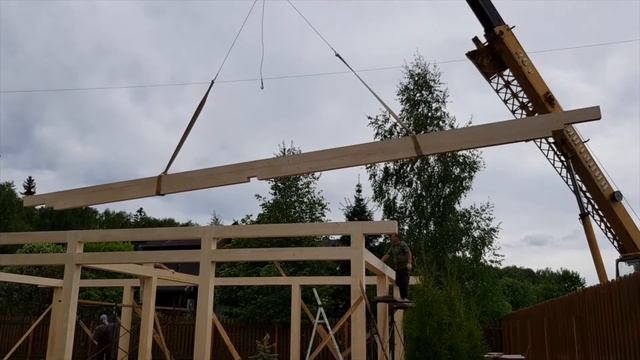 Монтаж средней балки фахверкового дома смотреть онлайн