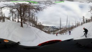Спуск на сноуборде по очень живописному лесу - 360° VR Видео - Природа - 3d video - Горы Алтая
