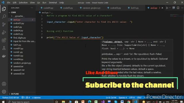 Python Program |Find ASCII Value of Character | Python Examples