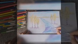 Рисуем "Золотую осень" цветными карандашами.