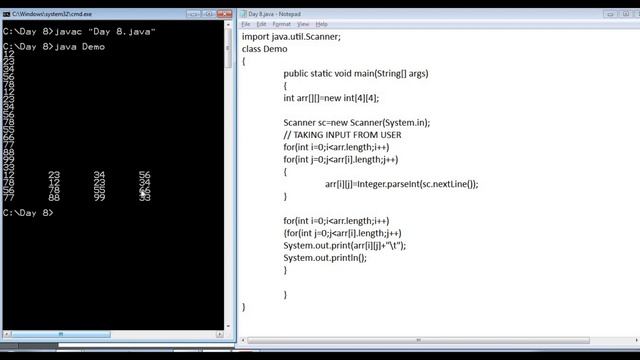 Find sum and transpose of an array elements in java | Java Tutorials | Nursery To Varsity