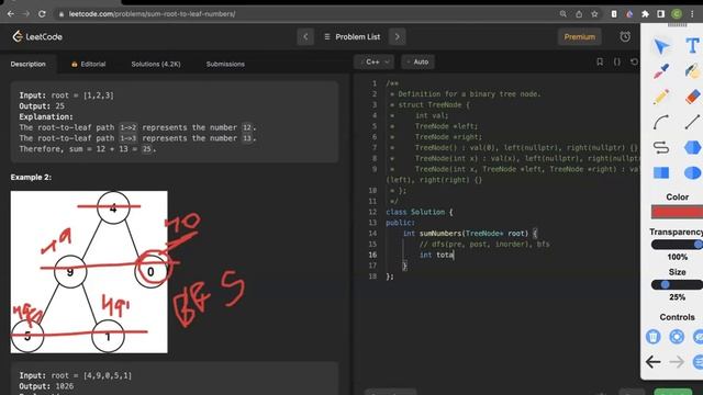 LeetCode#129. Sum Root to Leaf Numbers | C++