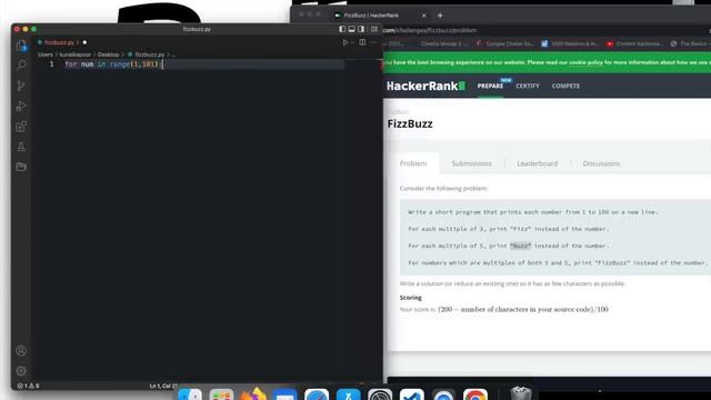 Fizz Buzz HackerRank Challenge in Python using For Loops #python #hackerrankfizzbuzz