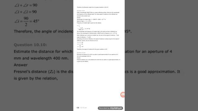 NCERT Solutions For Class 12 Physics Chapter 10 Wave Optics/TARIQUE AZIZ HUSSAIN