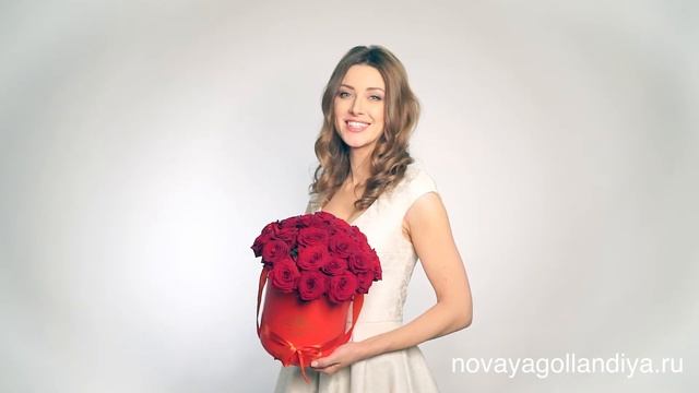 25 красных роз в красной шляпной коробке. Розы в коробках смотреть онлайн