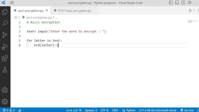 Python program to encrypt text through ASCII