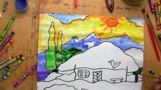Рисуем с детьми домик в горах смотреть онлайн