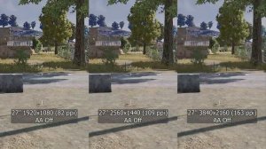 Сравнение 1080p, 1440p и 2160p на одинаковой диагонали монитора (PUBG)