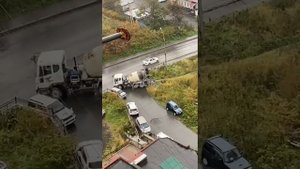Водитель бетономешалки в Холмске слил остатки бетона прямо в кусты