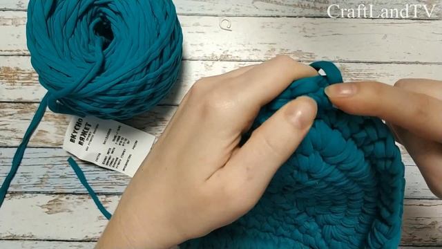 Треугольная корзина из трикотажной пряжи (мастер-класс)