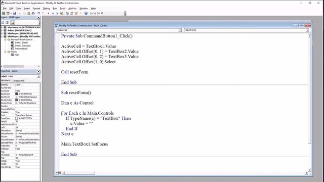 Clear All TextBox Controls on a UserForm and in a Frame Control