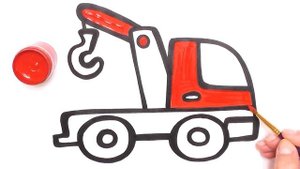 Как нарисовать МАШИНУ КРАН ГРУЗОВИК / мультик раскраска КРАН ГРУЗОВИК для детей / Раскраски малышам