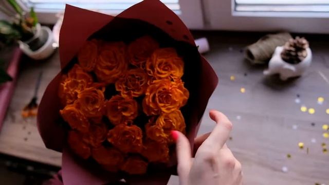 Упаковка букета методом 