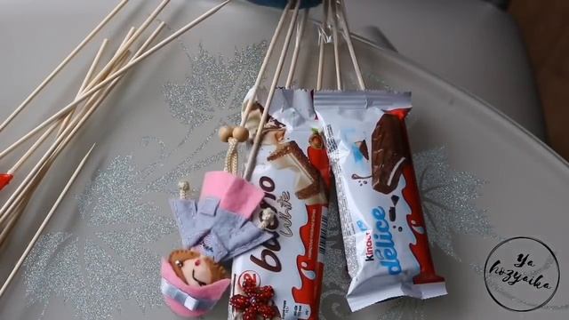 Букет из киндеров и маршмеллоу. DIY. Что подарить девочке на день рождения?